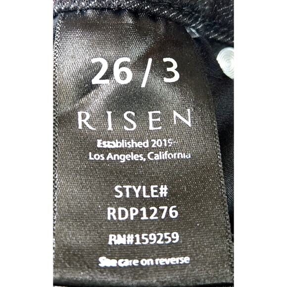Risen High‎ Rise Distressed Skinny Fit Raw Hem Jeans in Black Women's Size 26/3 - Picture 4 of 5